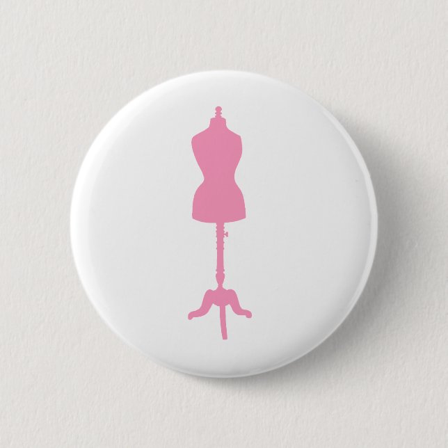 Badge Rond 5 Cm Silhouette II de forme de robe - rose (Devant)