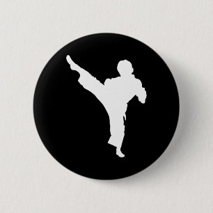 Badge Rond 5 Cm Silhouette Karate Fighter Shotokan Martial Arts Ta
