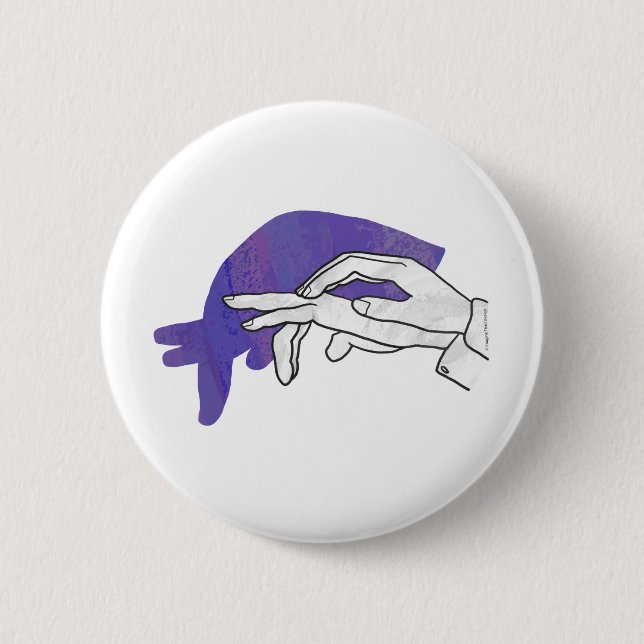 Badge Rond 5 Cm Silhouette main Anteater violet (Devant)