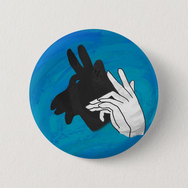 Badge Rond 5 Cm Silhouette main Billy Chèvre bleu (Devant)