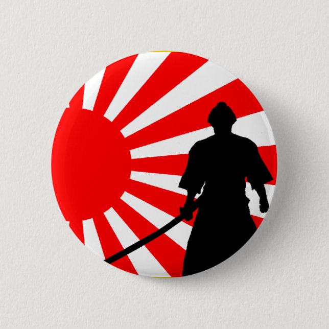 Badge Rond 5 Cm Silhouette Samouraï (Devant)