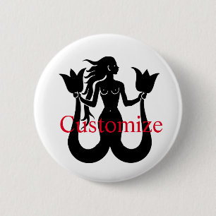 Badge Rond 5 Cm Silhouette Tonnerre_Cove de sirène à deux queue