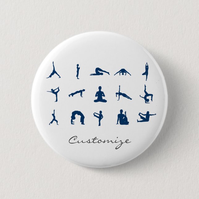 Badge Rond 5 Cm Silhouette Yoga Pose Thunder_Cove (Devant)