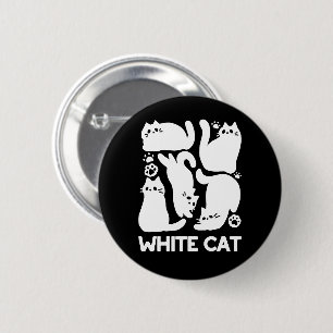 Badge Rond 5 Cm Silhouettes de chaton blanc - Design Feline mignon