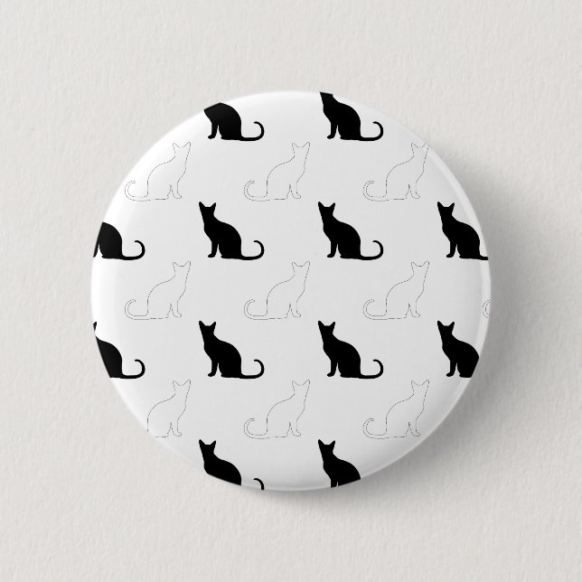 Badge Rond 5 Cm Silhouettes de chats noirs et blancs (Devant)