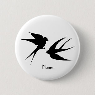 Badge Rond 5 Cm Silhouettes d'oiseaux hirondelles Thunder_Cove