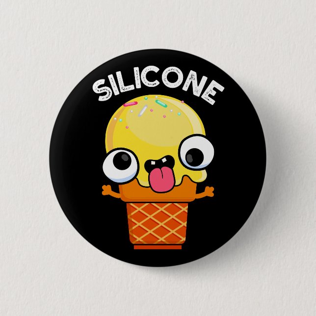 Badge Rond 5 Cm Silicone Funny Crème de glace Cone Pun Dark BG (Devant)