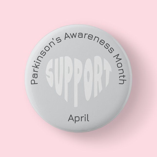 Badge Rond 5 Cm Silver Parkinson’s Awareness Month Button (Parkinson Awareness month)