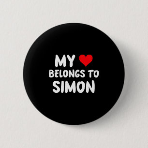 Badge Rond 5 Cm Simon - Mon cœur appartient à Simon - Love Premium