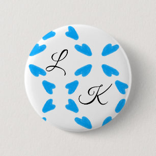 Badge Rond 5 Cm Simple aquarelle bleu ciel ajoutez votre monogramm