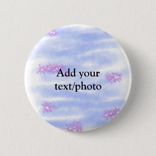 Badge Rond 5 Cm Simple aquarelle rose bleu ajoutez votre texte nom