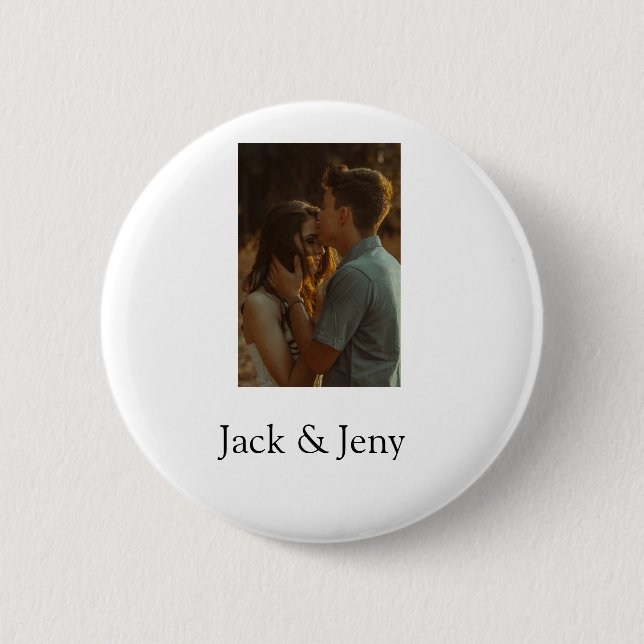 Badge Rond 5 Cm Simple couleur minimale ajouter nom photo texte cu (Devant)