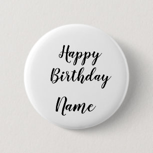 Badge Rond 5 Cm simple joyeux anniversaire minimal ajoutez votre n