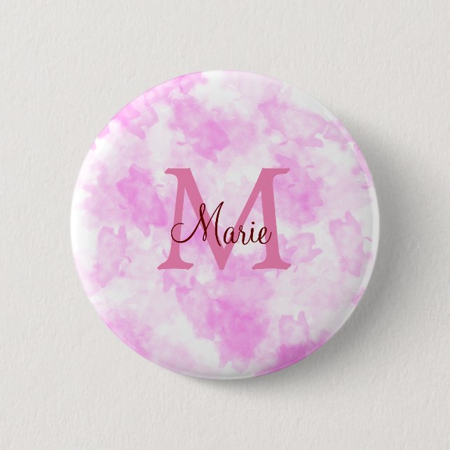 Badge Rond 5 Cm simple minimal ajouter nom monogramme rose rouge j (Devant)
