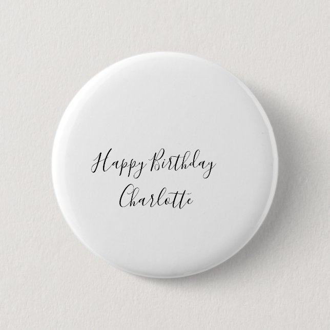 Badge Rond 5 Cm SIMPLE MINIMAL.MIGNON AJOUTER NOM BÉBÉ joyeux anni (Devant)