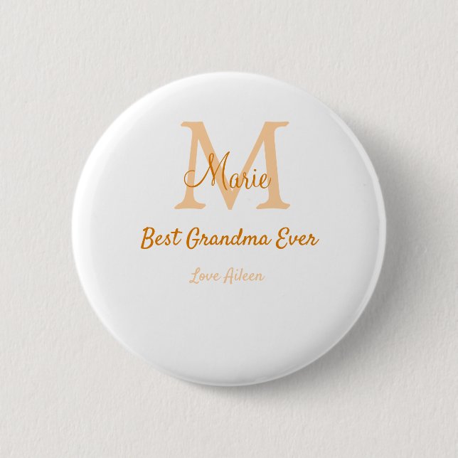 Badge Rond 5 Cm simple minimum meilleur grand-mère jamais orange m (Devant)