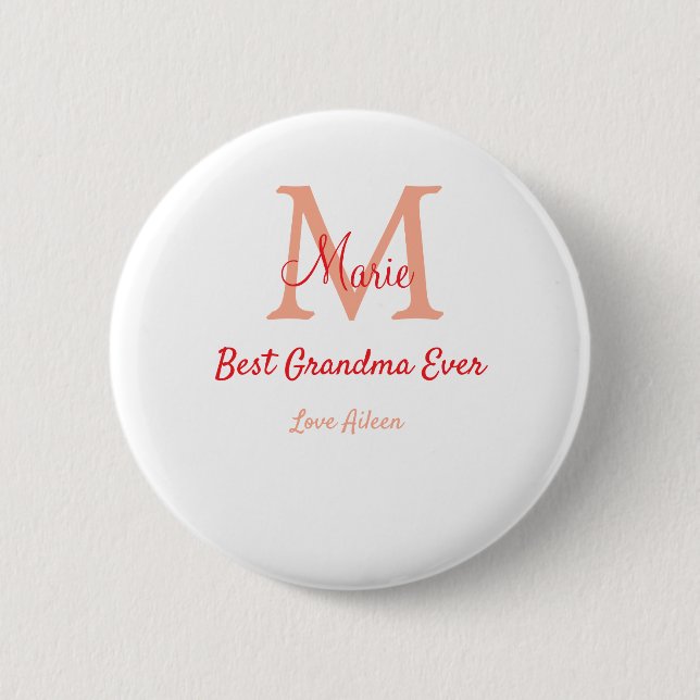 Badge Rond 5 Cm simple minimum meilleur grand-mère jamais rouge mo (Devant)
