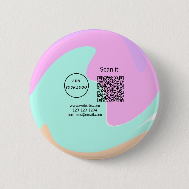 Badge Rond 5 Cm Simple minimum q r code ajouter logo code d'analys (Devant)