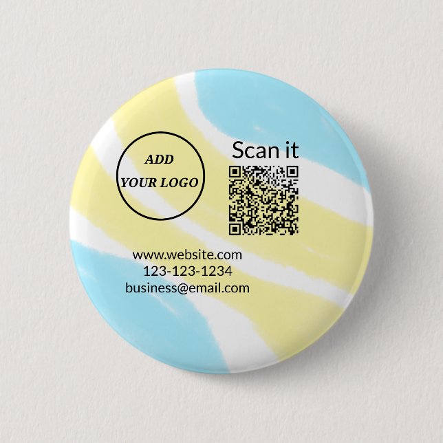 Badge Rond 5 Cm Simple minimum q r code ajouter logo code d'analys (Devant)