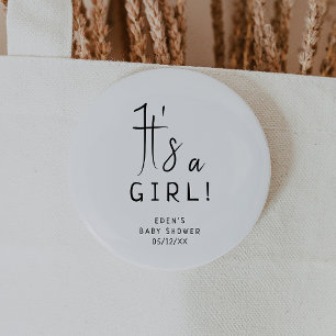 Badge Rond 5 Cm Simple moderne Baby shower neutre C'est une fille