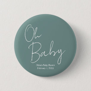 Badge Rond 5 Cm Simple moderne Oh Baby Sage Baby shower vert