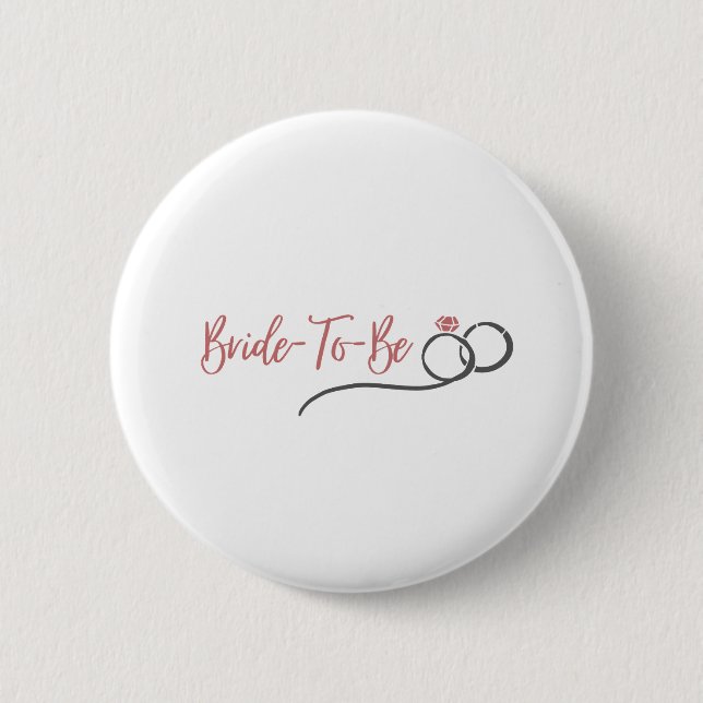 Badge Rond 5 Cm Simple Moderne Rose Future Mariée | Demoiselle d'H (Devant)