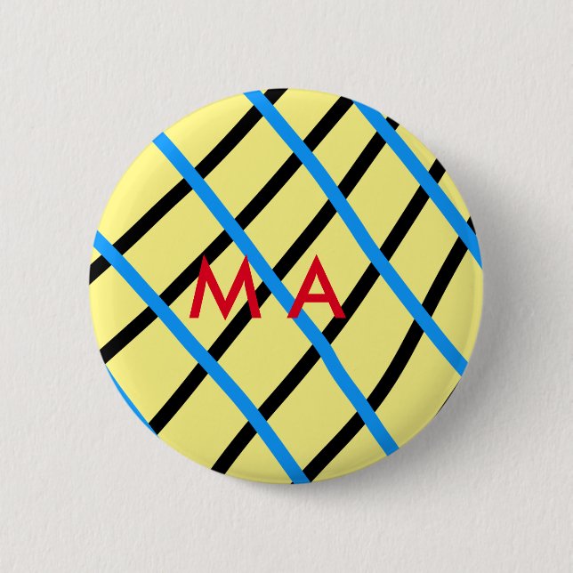 Badge Rond 5 Cm Simple monogramme ajouter votre nom lettre man min (Devant)