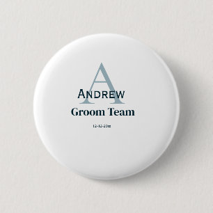 Badge Rond 5 Cm simple monogramme personnalisé groomsmen