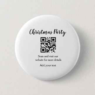 Badge Rond 5 Cm Simple noël fête site code barre QR ajouter nom