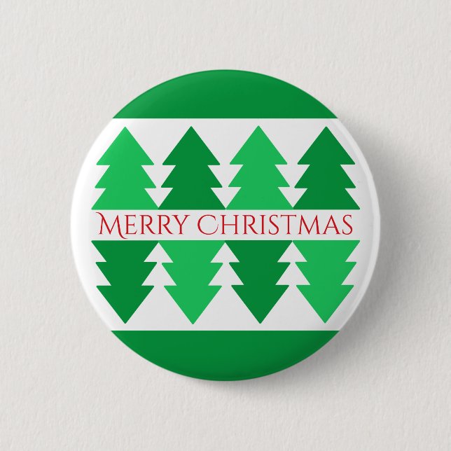 Badge Rond 5 Cm Simple Rouge Joyeux Noël Green Tree Design (Devant)