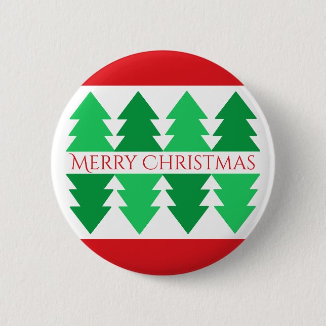 Badge Rond 5 Cm Simple Rouge Joyeux Noël Green Tree Design (Devant)
