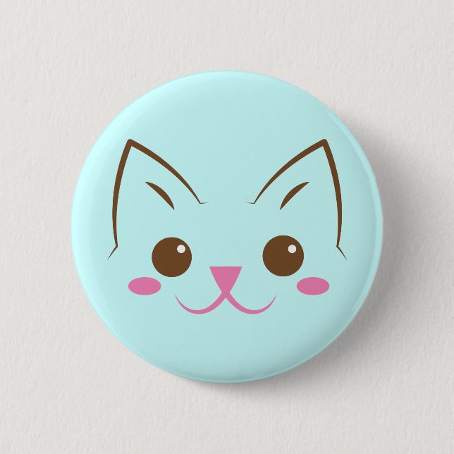 Badge Rond 5 Cm Simple visage de chat si mignon ! (Devant)