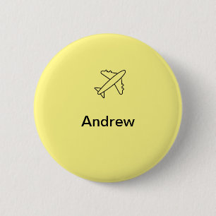 Badge Rond 5 Cm Simple voyage en avion minimal ajoutez votre nom p