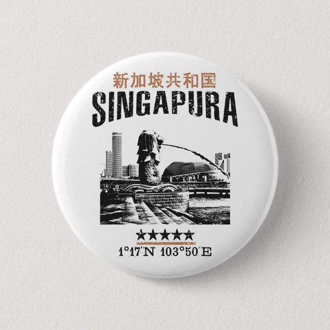 Badge Rond 5 Cm Singapour (Devant)