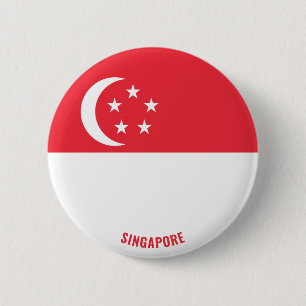 Badge Rond 5 Cm Singapour Drapeau charmant patriotique
