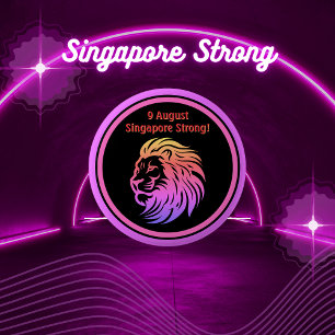Badge Rond 5 Cm Singapour Fort ! Bouton Fête nationale