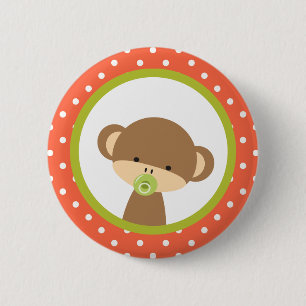 Badge Rond 5 Cm Singe-bébé Brown avec Pacificateur