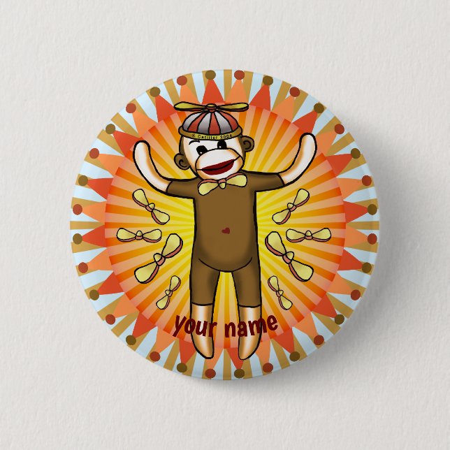Badge Rond 5 Cm Singe chaussette Beanie  (Devant)
