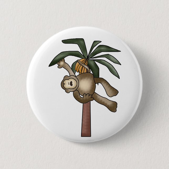 Badge Rond 5 Cm Singe dans le bananier (Devant)
