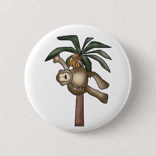 Badge Rond 5 Cm Singe dans le bananier