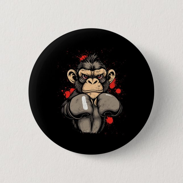 Badge Rond 5 Cm Singe de boxe cool - Costume (Devant)