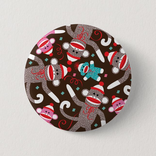 Badge Rond 5 Cm Singe de chaussette (Devant)