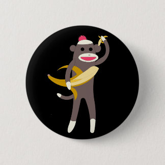 Badge Rond 5 Cm Singe de chaussette avec le Pin d'épées de banane