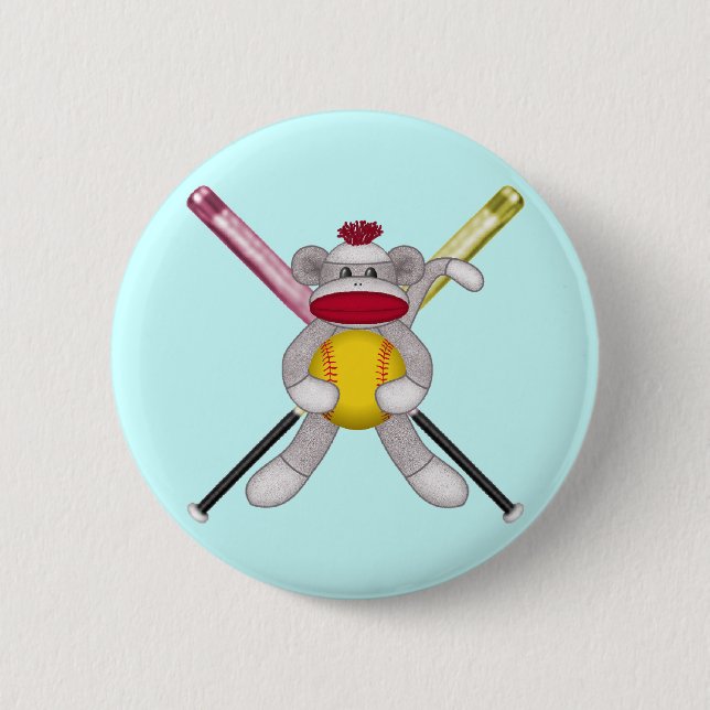 Badge Rond 5 Cm Singe de chaussette du base-ball (Devant)