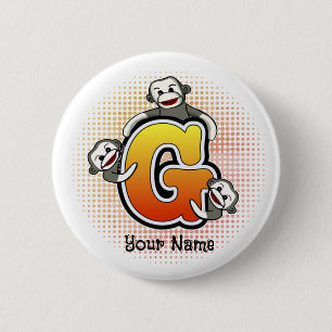 Badge Rond 5 Cm Singe de chaussette G monogramme