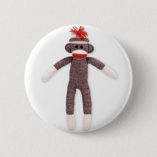Badge Rond 5 Cm singe de chaussette. rétro
