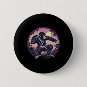 Badge Rond 5 Cm Singe de karaté Nature Lune Mma Kickboxing Singe L