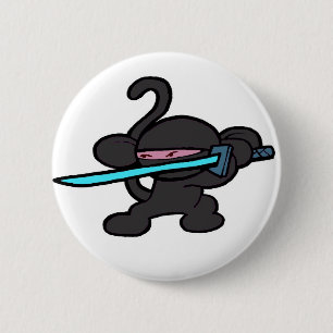 Badge Rond 5 Cm Singe de Ninja sur Garde-Aucuns mots