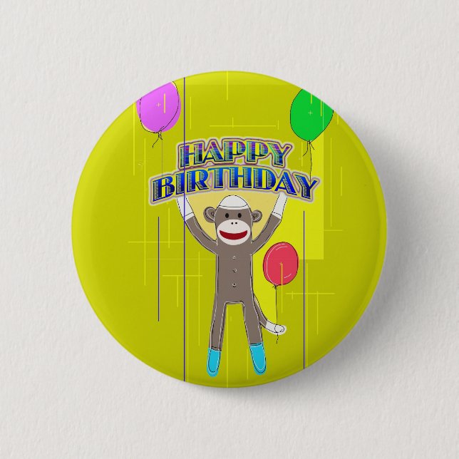 Badge Rond 5 Cm Singe et les ballons (Devant)