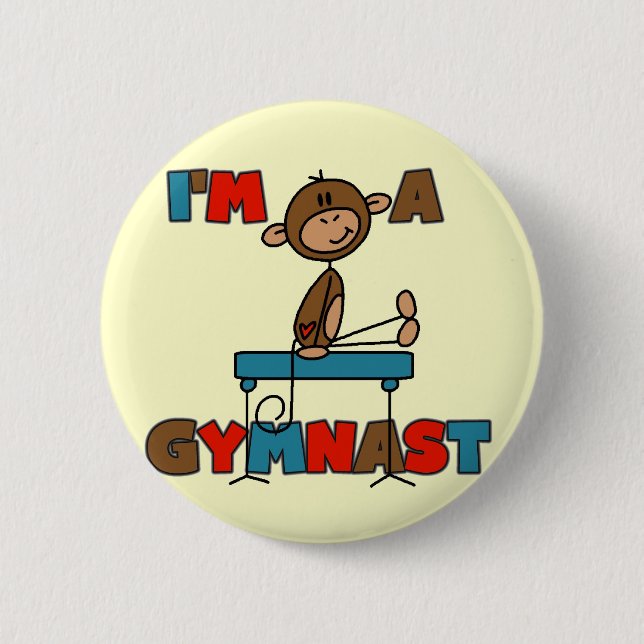Badge Rond 5 Cm Singe je suis T-shirts et cadeaux d'un gymnaste (Devant)